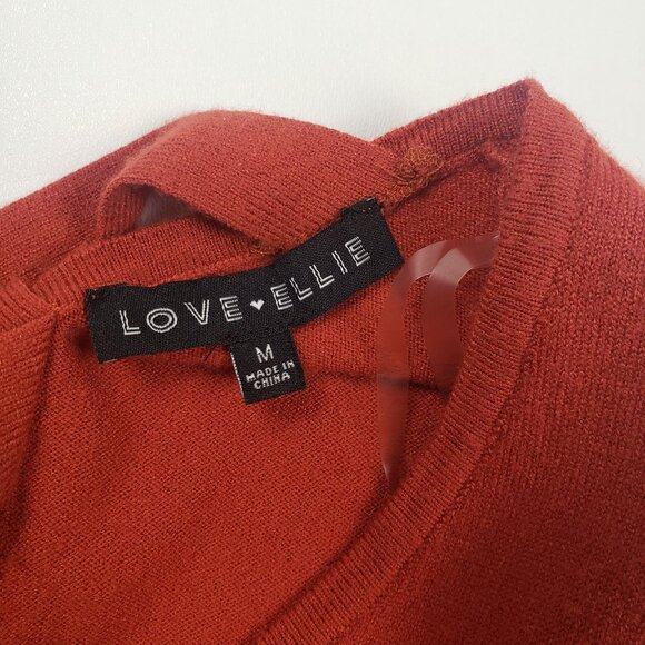 Love Ellie Womens Size Medium Criss Cross Back V-Neck Sweater Fall Rust Knit Top - Picture 3 of 11